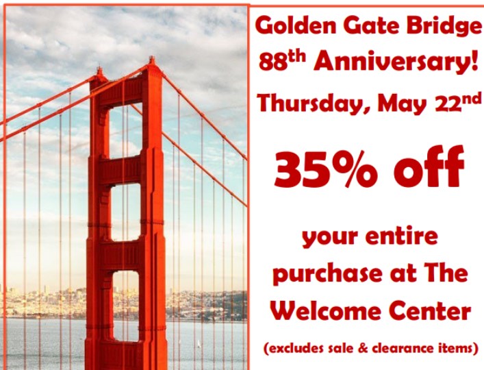 Take 35% off at the Welcome Center 
